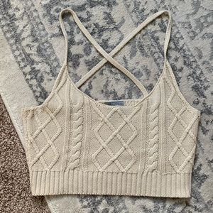 SKY & SPARROW | Cream Cropped Knit Tank Top